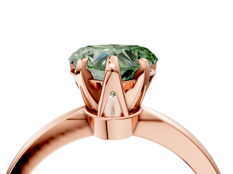 Rose gold Fancy Green Heart Cut Solitaire Engagement Ring with Six-Prong Setting and Tapered Band_4