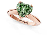 Rose gold Fancy Green Heart  Cut Solitaire Engagement Ring with Tapered Band and Four-Prong Setting 1
