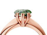 Rose gold Fancy Green Heart  Cut Solitaire Engagement Ring with Tapered Band and Four-Prong Setting 4