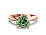 Rose gold Fancy Green Heart  Cut Solitaire Engagement Ring with Tapered Band and Four-Prong Setting