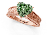 Rose gold Fancy Green Heart  Cut Solitaire Engraved Band with Four-Prong Setting_1