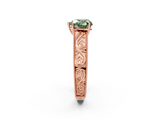 Rose gold Fancy Green Heart  Cut Solitaire Engraved Band with Four-Prong Setting_2
