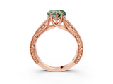 Rose gold Fancy Green Heart  Cut Solitaire Engraved Band with Four-Prong Setting_3