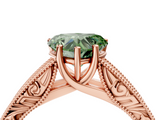 Rose gold Fancy Green Heart  Cut Solitaire Engraved Band with Four-Prong Setting_4