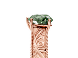Rose gold Fancy Green Heart  Cut Solitaire Engraved Band with Four-Prong Setting_5