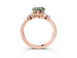 Rose gold Fancy Green Heart  Cut Solitaire Floral Diamond Ring with Four-Prong Setting_3