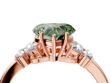 Rose gold Fancy Green Heart  Cut Solitaire Floral Diamond Ring with Four-Prong Setting_4
