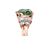 Rose gold Fancy Green Heart  Cut Solitaire Floral Diamond Ring with Four-Prong Setting_5
