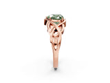 Rose gold Fancy Green Heart Cut Solitaire Intertwined Band Prong Setting Ring_2
