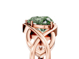 Rose gold Fancy Green Heart Cut Solitaire Intertwined Band Prong Setting Ring_5
