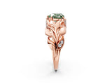 Rose gold Fancy Green Heart Cut Solitaire Leaf-Inspired Engagement Ring with Prong Setting_14