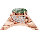 Rose gold Fancy Green Heart Cut Solitaire Leaf-Inspired Engagement Ring with Prong Setting_16