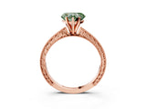 Rose gold Fancy Green Heart Cut Solitaire Milgrain Engraved Band with Four-Prong Setting_3