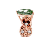Rose gold Fancy Green Heart Cut Solitaire Milgrain Leaf Band with Prong Setting_5