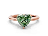Rose gold Fancy Green Heart  Cut Solitaire Ring with Cathedral Band and Four-Prong Setting