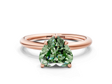 Rose gold Fancy Green Heart  Cut Solitaire Ring with Thin Band and Four-Prong Setting