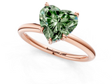 Rose gold Fancy Green Heart  Cut Solitaire Ring with Thin Band and Four-Prong Setting_1