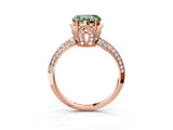 Rose gold Fancy Green Heart Cut Solitaire Split Shank Pave Diamond Engagement Ring with Four-Prong Setting_27