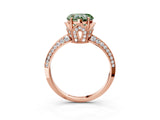 Rose gold Fancy Green Heart Cut Solitaire Split Shank Pave Diamond Engagement Ring with Four-Prong Setting_3