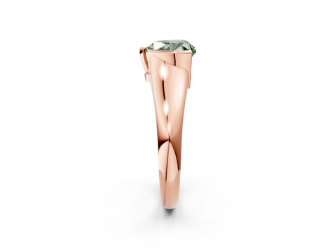 Rose gold Fancy Green Heart Cut Solitaire Tension Set Diamond Ring with Split Shank Band_2