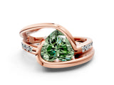Rose gold Fancy Green Heart Cut Solitaire Tension-Set Diamond Split Shank Ring_12
