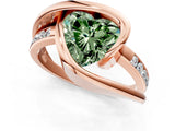 Rose gold Fancy Green Heart Cut Solitaire Tension-Set Diamond Split Shank Ring_13