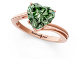 Rose gold Fancy Green Heart  Cut Solitaire Twist Band Ring with Four-Prong Setting_1