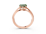 Rose gold Fancy Green Heart  Cut Solitaire Twist Band Ring with Four-Prong Setting_3
