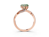 Rose gold Fancy Green Heart Cut Solitaire Twist Pave Diamond Engagement Ring with Prong Setting_3