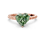 Rose gold Fancy Green Heart  Cut Solitaire Twisted Band with Four-Prong Setting_30