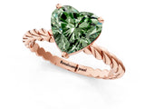 Rose gold Fancy Green Heart  Cut Solitaire Twisted Band with Four-Prong Setting_31