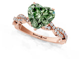 Rose gold Fancy Green Heart Cut Solitaire Twisted Pave Band with Four-Prong Setting_4