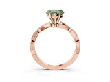 Rose gold Fancy Green Heart Cut Solitaire Twisted Pave Band with Four-Prong Setting_6