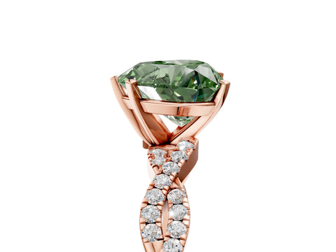 Rose gold Fancy Green Heart Cut Solitaire Twisted Pave Band with Four-Prong Setting_8