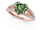 Rose gold Fancy Green Heart  Cut Split Shank Pave Diamond Engagement Ring with Four-Prong Setting_1