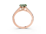 Rose gold Fancy Green Heart  Cut Split Shank Pave Diamond Engagement Ring with Four-Prong Setting_3