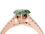 Rose gold Fancy Green Heart  Cut Split Shank Pave Diamond Engagement Ring with Four-Prong Setting_4