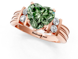 Rose gold Fancy Green Heart  Cut Three-Stone Channel Set Ring with Bar Prongs_1