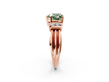 Rose gold Fancy Green Heart  Cut Three-Stone Channel Set Ring with Bar Prongs_2