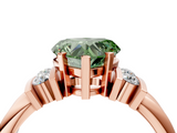 Rose gold Fancy Green Heart  Cut Three-Stone Channel Set Ring with Bar Prongs_4
