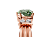 Rose gold Fancy Green Heart  Cut Three-Stone Channel Set Ring with Bar Prongs_5