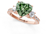 Rose gold Fancy Green Heart  Cut Three-Stone Diamond Pavé Band with Prong Setting_1