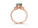 Rose gold Fancy Green Heart  Cut Three-Stone Diamond Pavé Band with Prong Setting_3