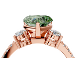 Rose gold Fancy Green Heart  Cut Three-Stone Diamond Pavé Band with Prong Setting_4