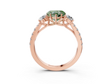 Rose gold Fancy Green Heart  Cut Three-Stone Diamond Pave Band with Prong Setting_20