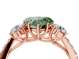 Rose gold Fancy Green Heart  Cut Three-Stone Diamond Pave Band with Prong Setting_21