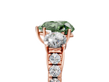 Rose gold Fancy Green Heart  Cut Three-Stone Diamond Pave Band with Prong Setting_22