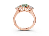 Rose gold Fancy Green Heart Cut Three-Stone Diamond Ring with Prong Setting on a Classic Band_15