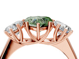 Rose gold Fancy Green Heart Cut Three-Stone Diamond Ring with Prong Setting on a Classic Band_16