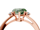 Rose gold Fancy Green Heart  Cut Three-Stone Solitaire Ring with Round Accent Diamonds and Four-Prong Setting_4